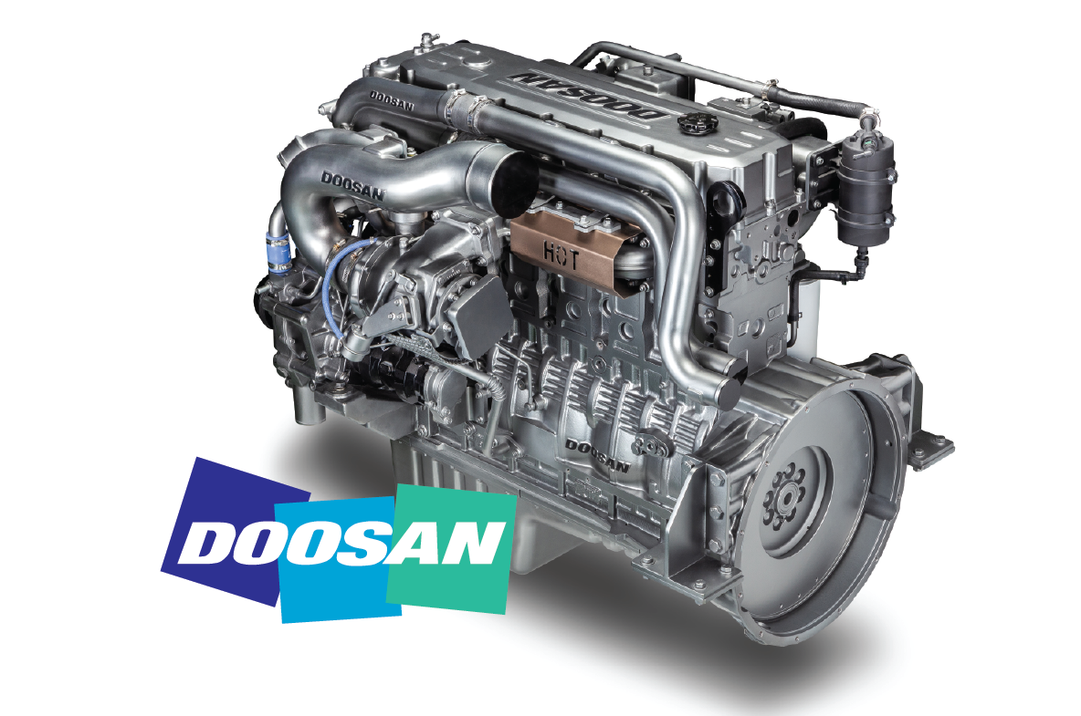 Động cơ Doosan Dies DX12E.  Công xuất cực đại lên đến 440Ps/1900rpm